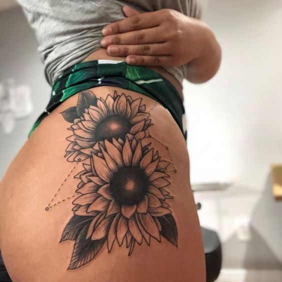 thigh tattoo for women - floral
