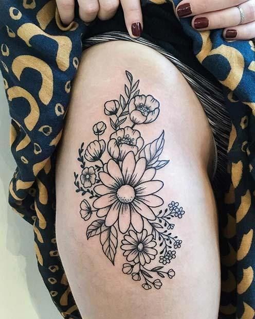 thigh tattoo for women - simple