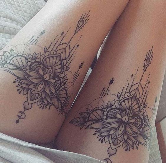thigh tattoo for women - both 