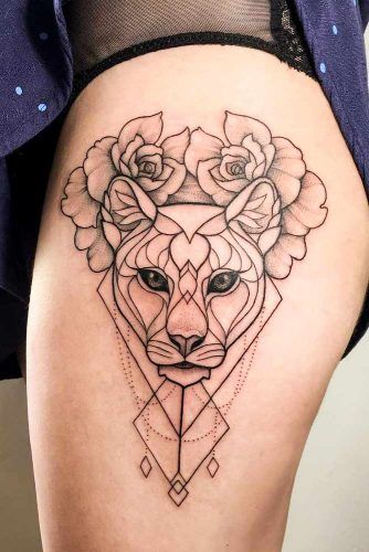 thigh tattoo for women - geometric