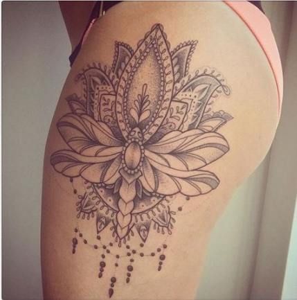 thigh tattoo women - floral