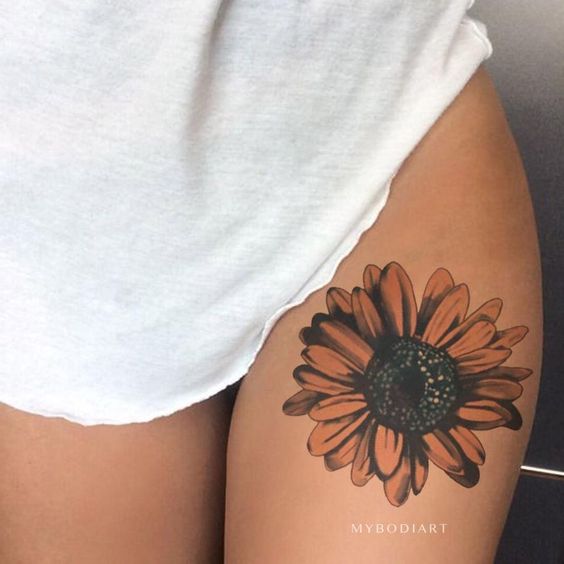 thigh tattoo for women - flower