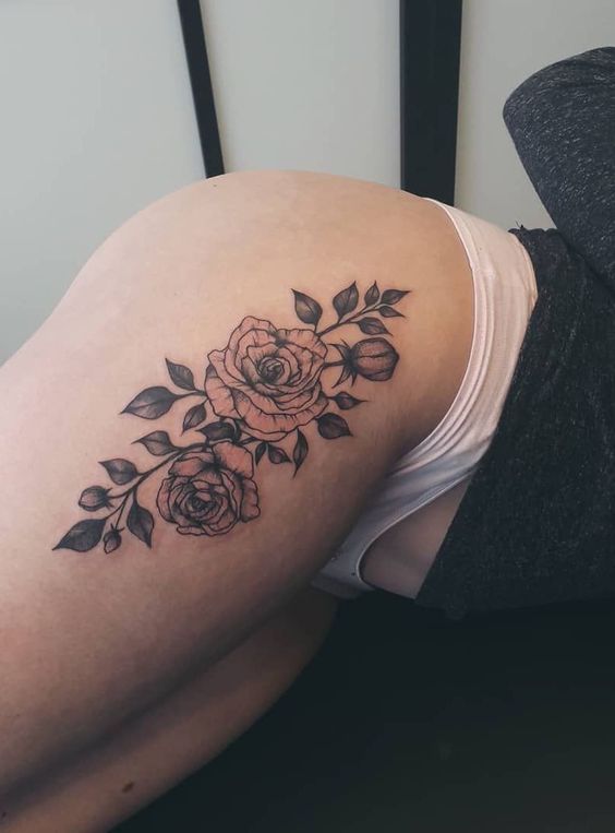 thigh tattoo for women - rose