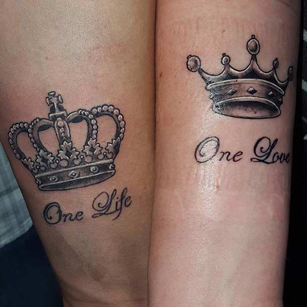 One Love One Heart Couple Tattoo