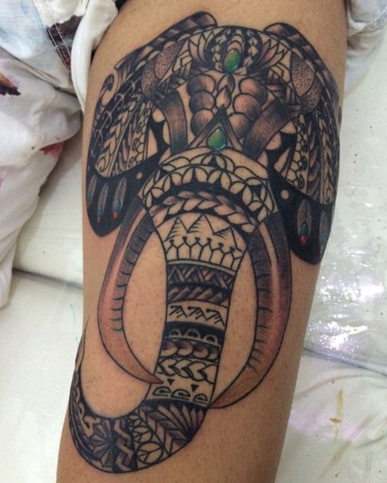 Elephant Tribal Tattoo Design