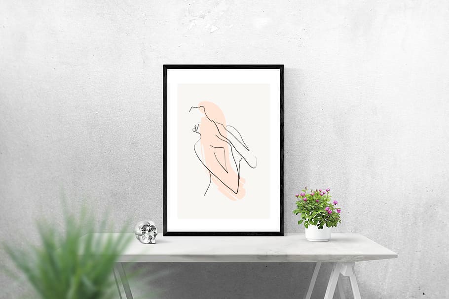 Abstract nude woman printable wall art - line art - Junglee Ink