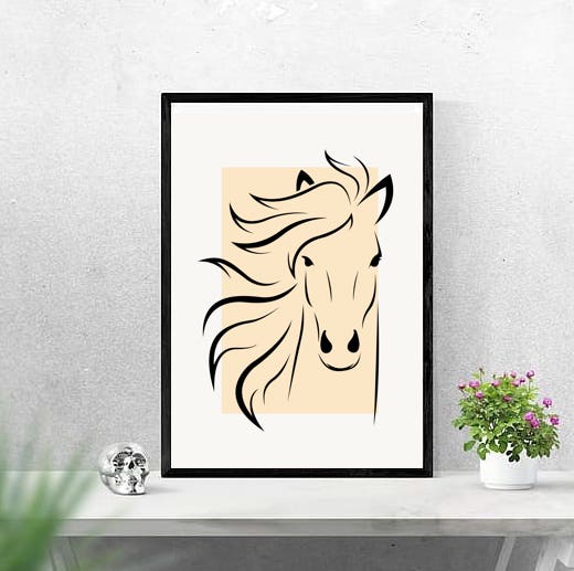 animal horse printable wall art - Junglee Ink