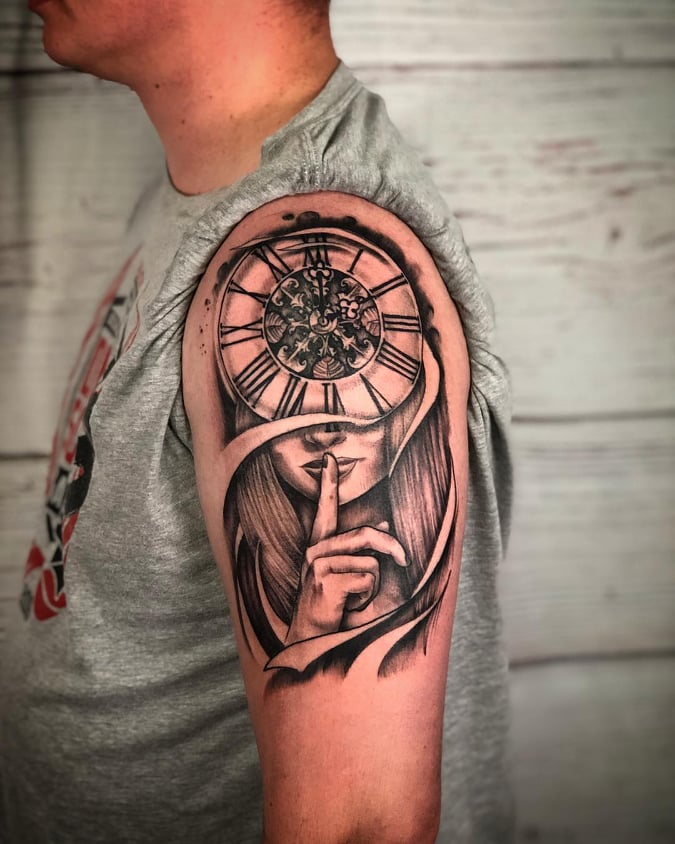Tattoo uploaded by Bernard Marusic  Completely healed except the Roman  numerals on the bottom Eye eyecolor eyetattoo watchtattoo clock  rosetattoo rose eyeclock eyewatch pocketwatchtattoo pocketwatch   Tattoodo