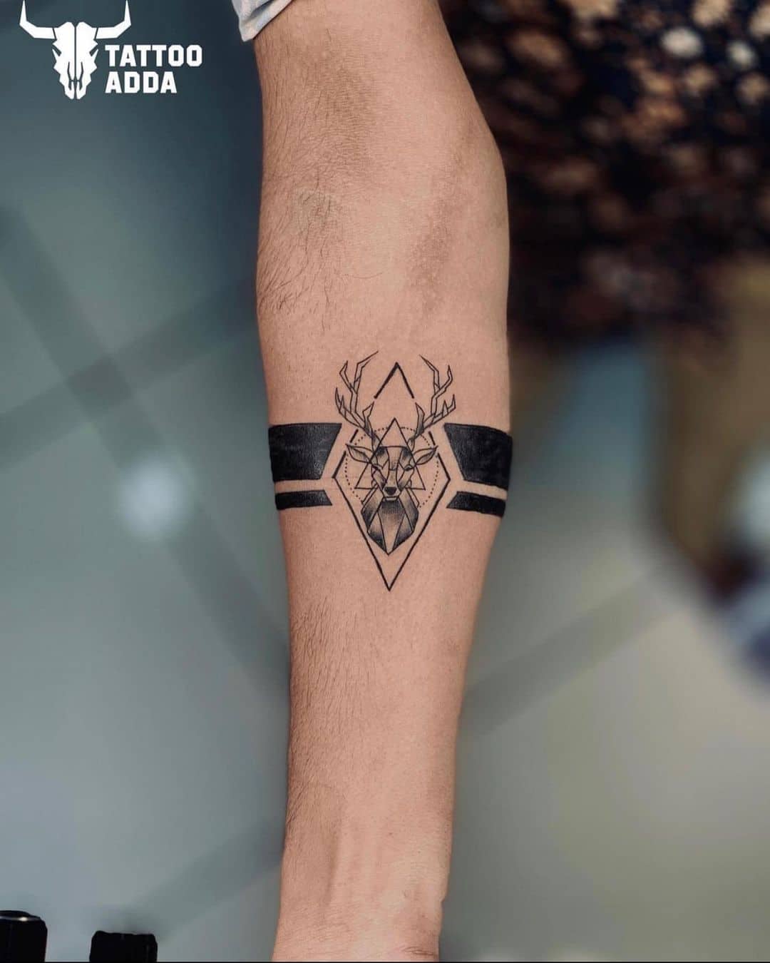 Left Forearm Geometric Deer Tattoo Idea