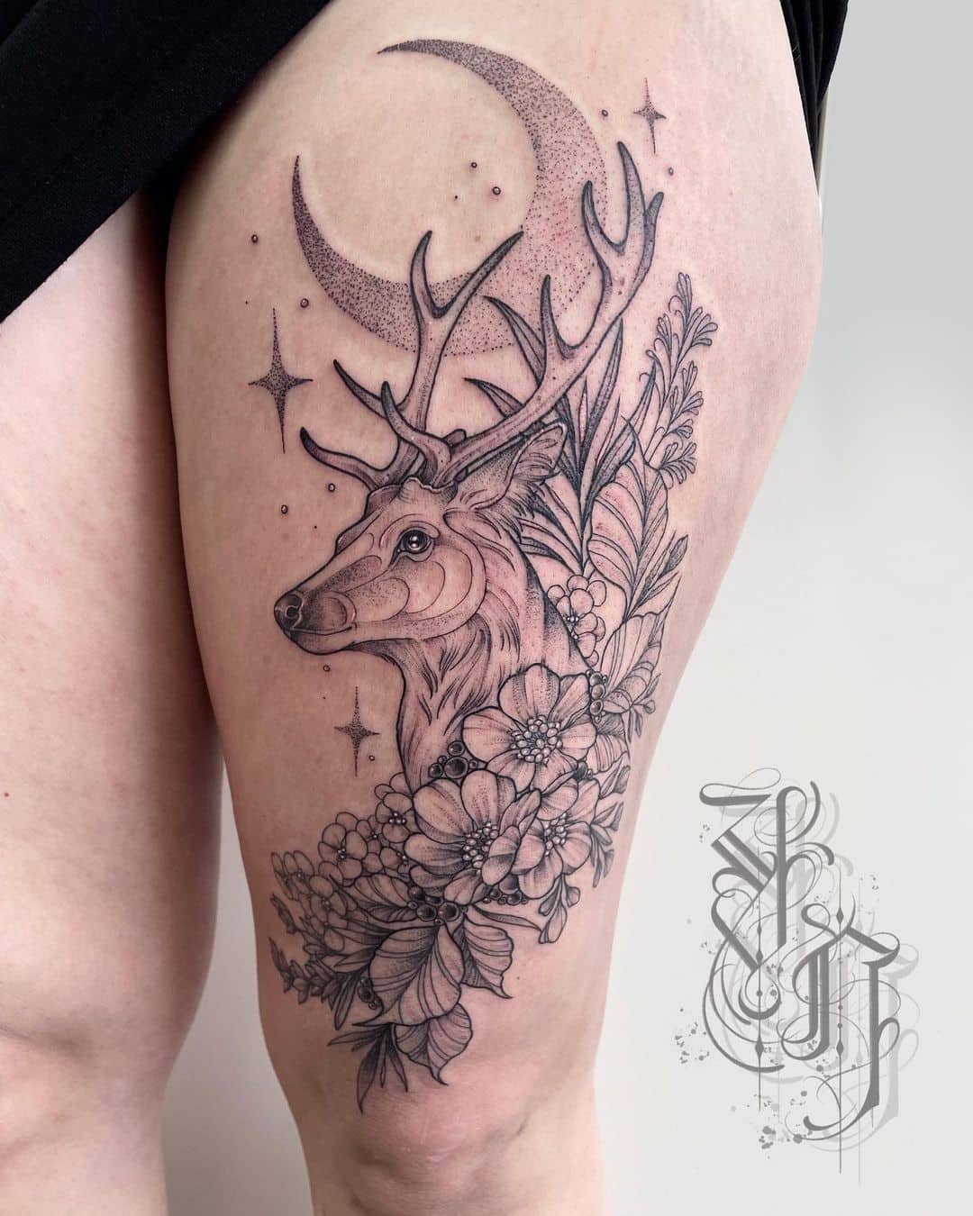 Geometric Deer Tattoo Design Ideas