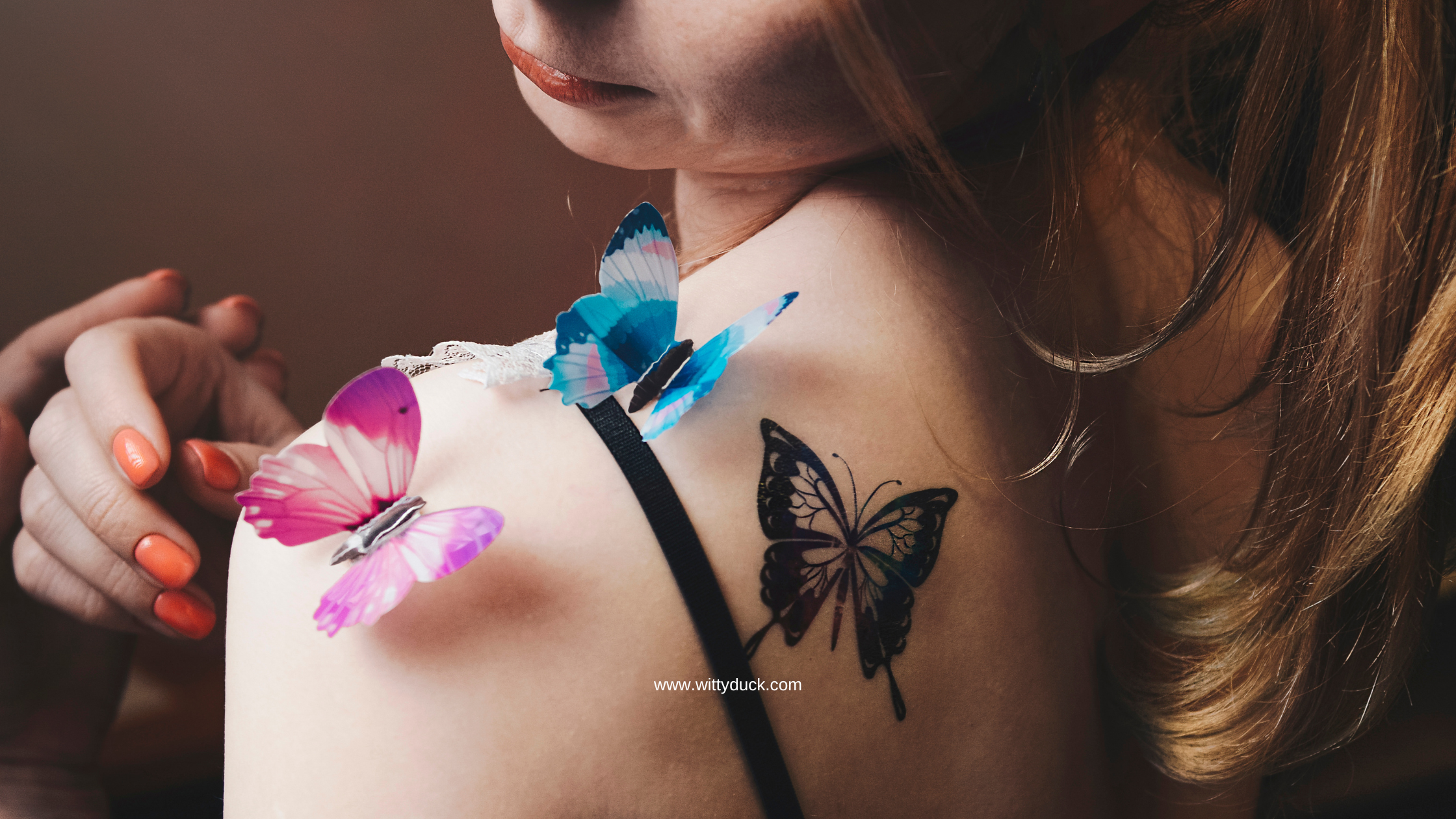 Realistic Butterfly Neck Tattoo by Antony Tattoo