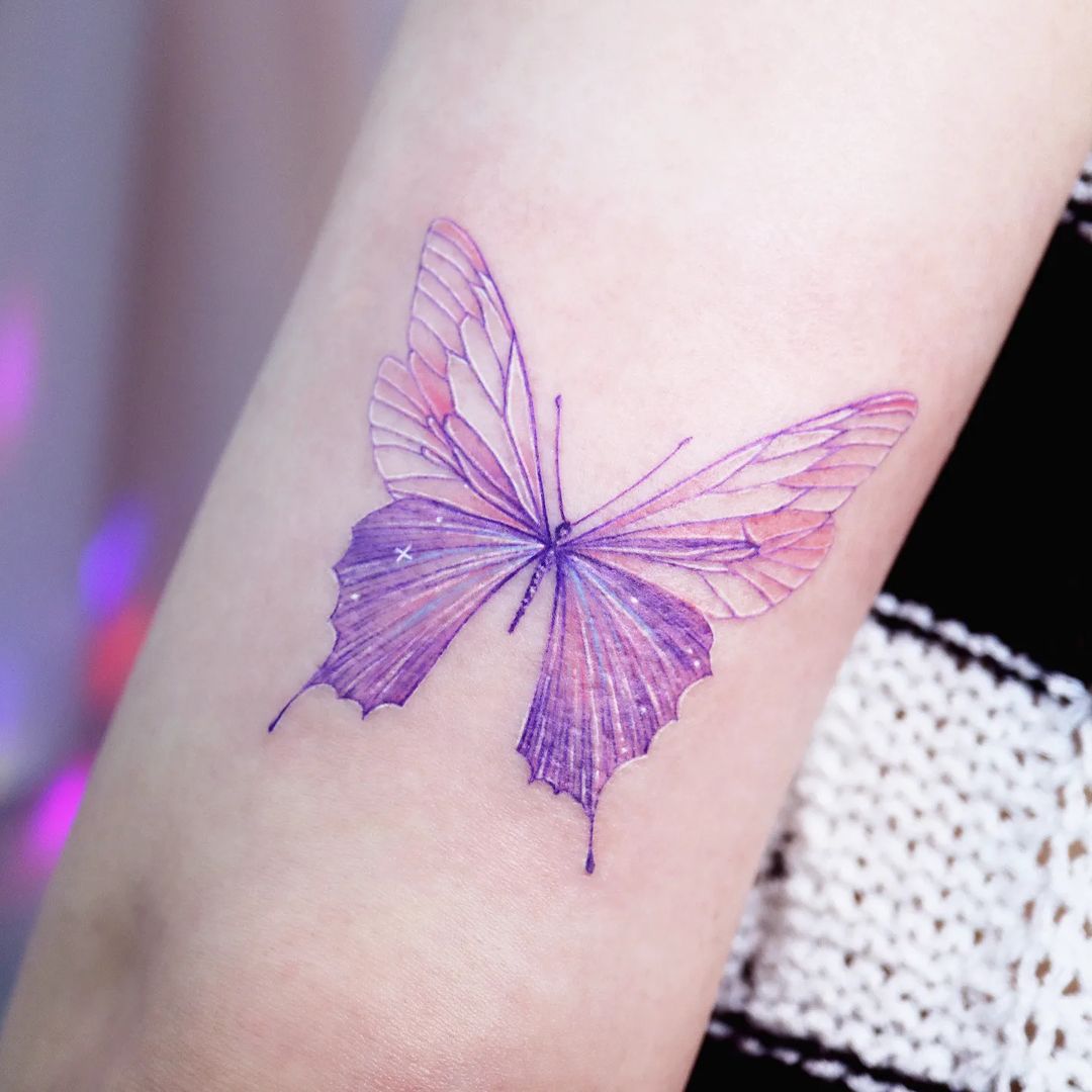 Sexy Light Purple Butterfly Tattoo