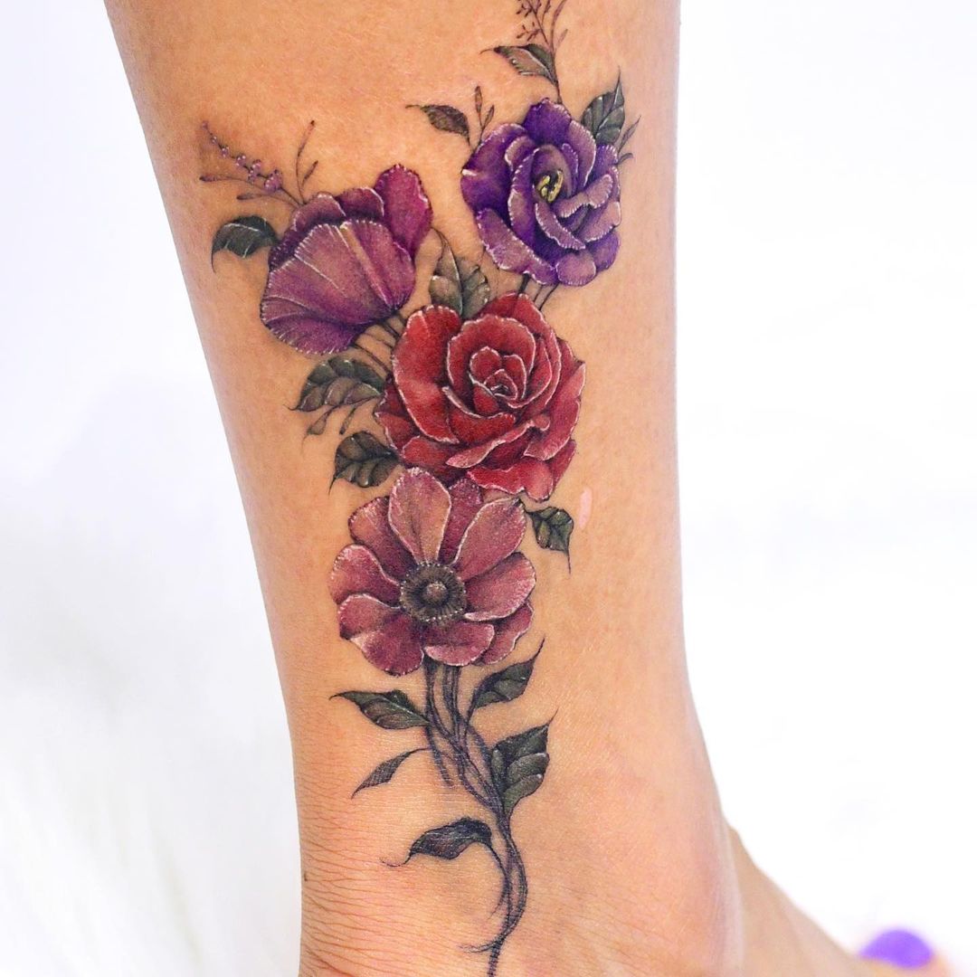 Rose Flower Tattoo Top of Thigh Leg  Tattoo  Katalaynet